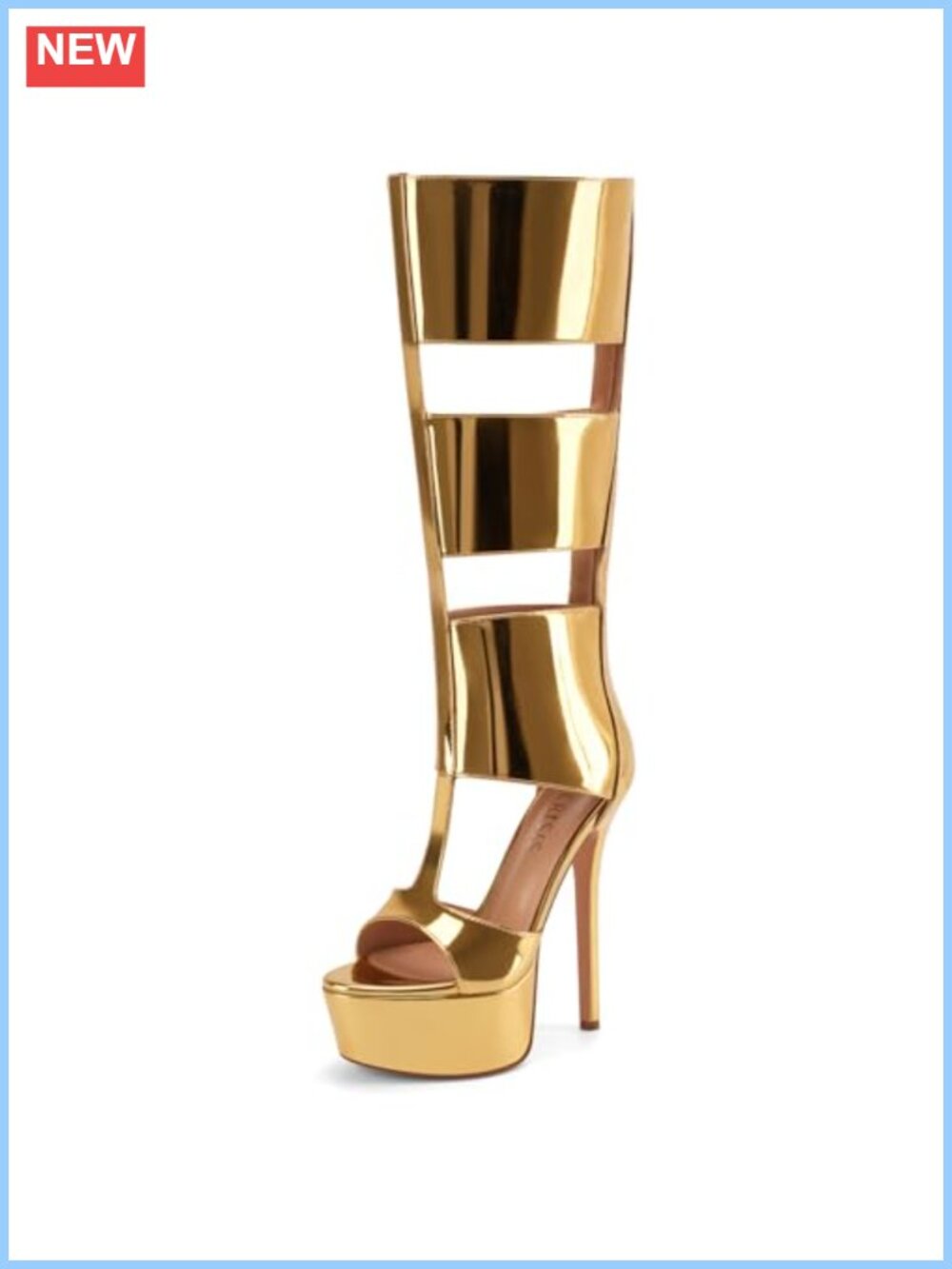 Women's Gladiator Sandals Peep Toe Stiletto High Heels Knee High Platform
